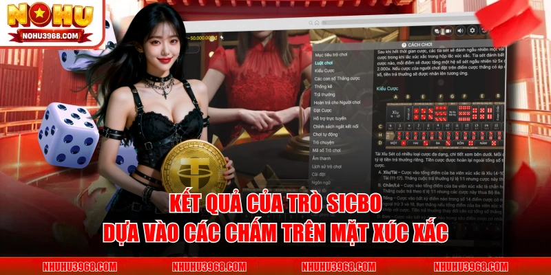 Kết quả của trò sicbo dựa vào các chấm trên mặt xúc xắc
