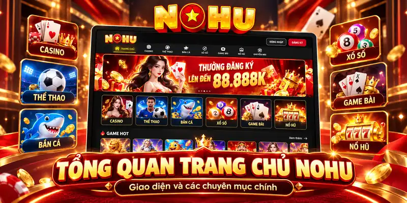 Giao diện trang chủ NOHU và các chuyên mục chính